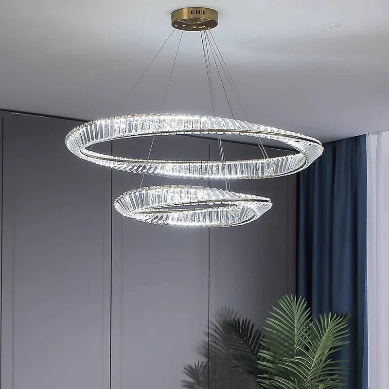 Living Room LED K9 Dimmable Pendant Lights Gold Irregular