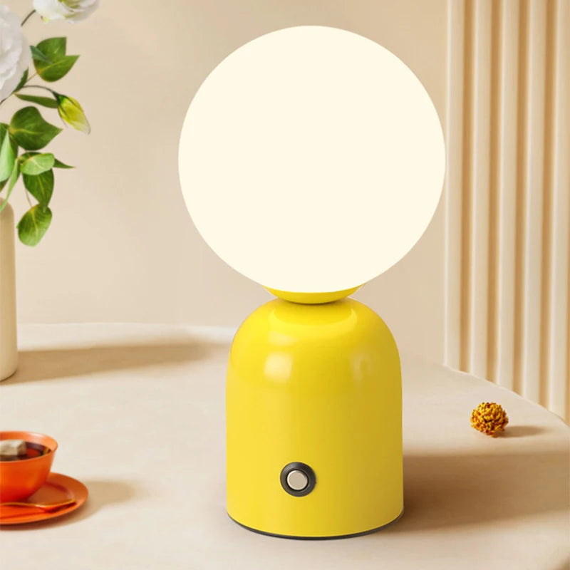 Colorful Desk Lamp Charging White Glass Mini Table