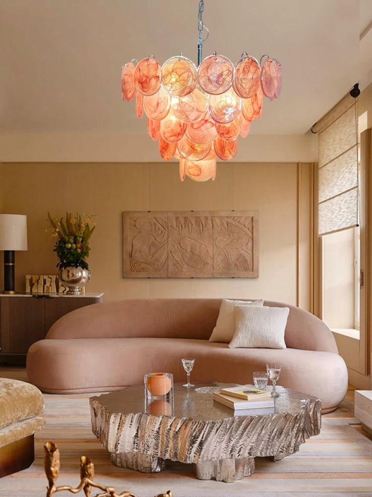 French Glass Art Dimmable LED Chandelier