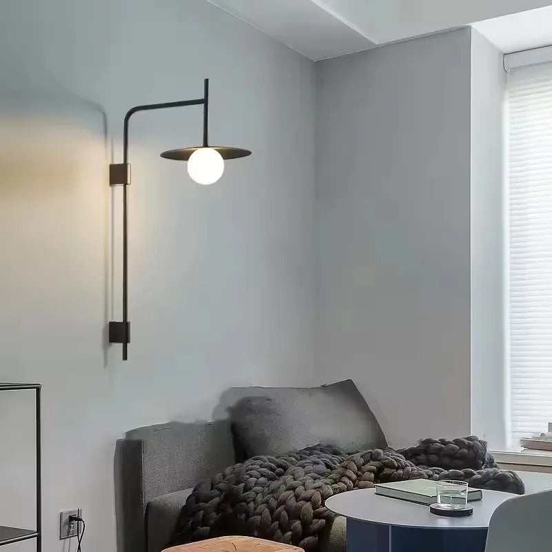 Minimalist Wall Light White Glass Plug