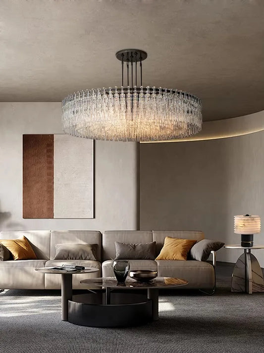 Retro Black Brass Chrome Crystal Chandelier