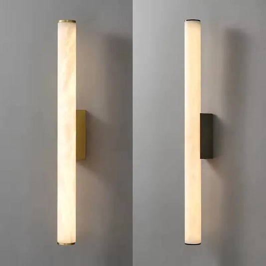 Natural Marble Wall Light Black Gold Copper Cylindrical
