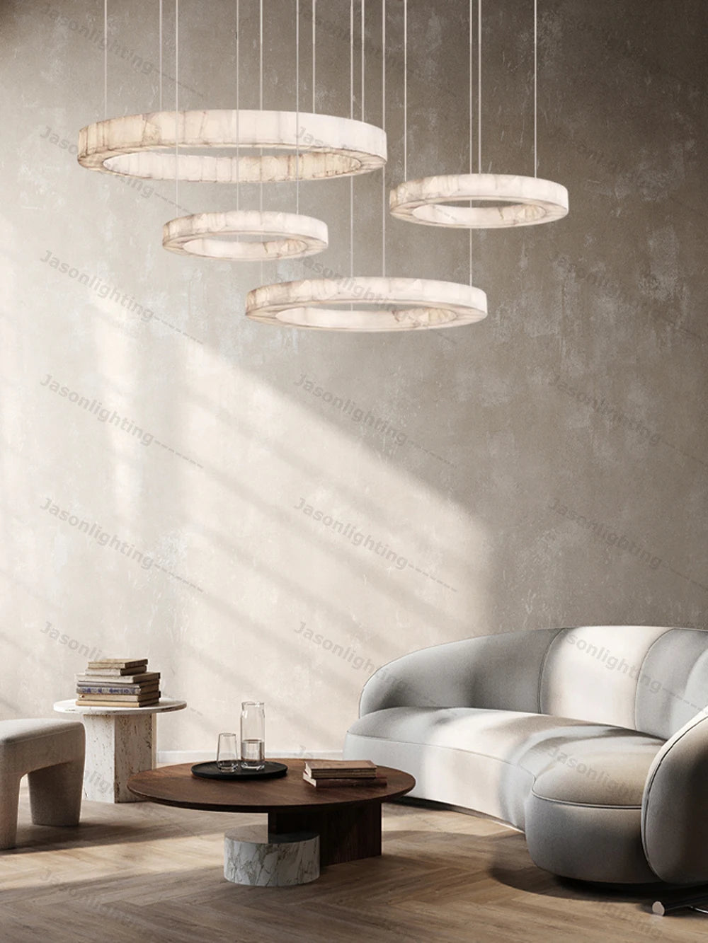 Dimmable LED Natural Marble Pendant Light Alabaster