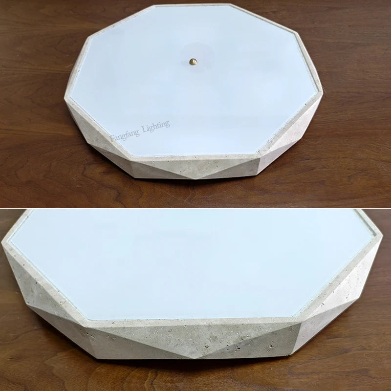 Wabi-Sabi Travertine Ceiling Lamps Natural Stone LED Lights
