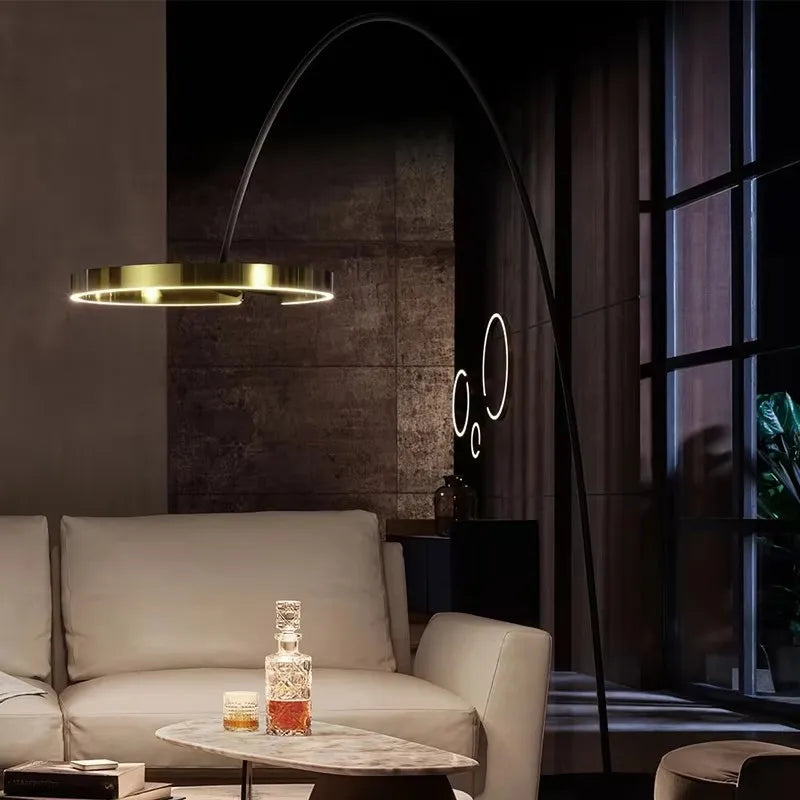 Fishing Floor Lamp LED Nordic Living Room Bedroom Round Ring