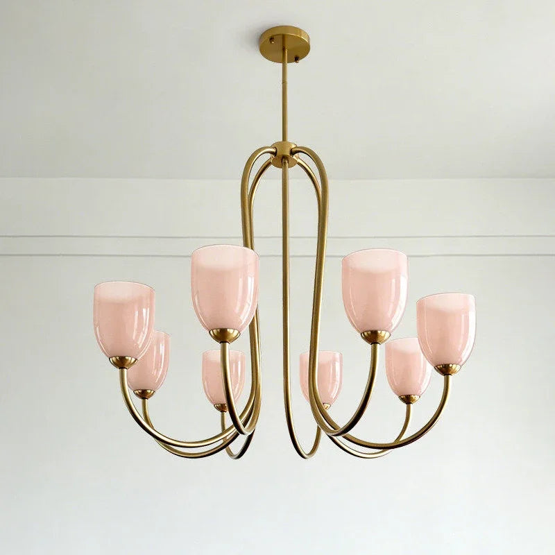 Nordic Romantic Glass E27 LED Chandelier Pink White Shades