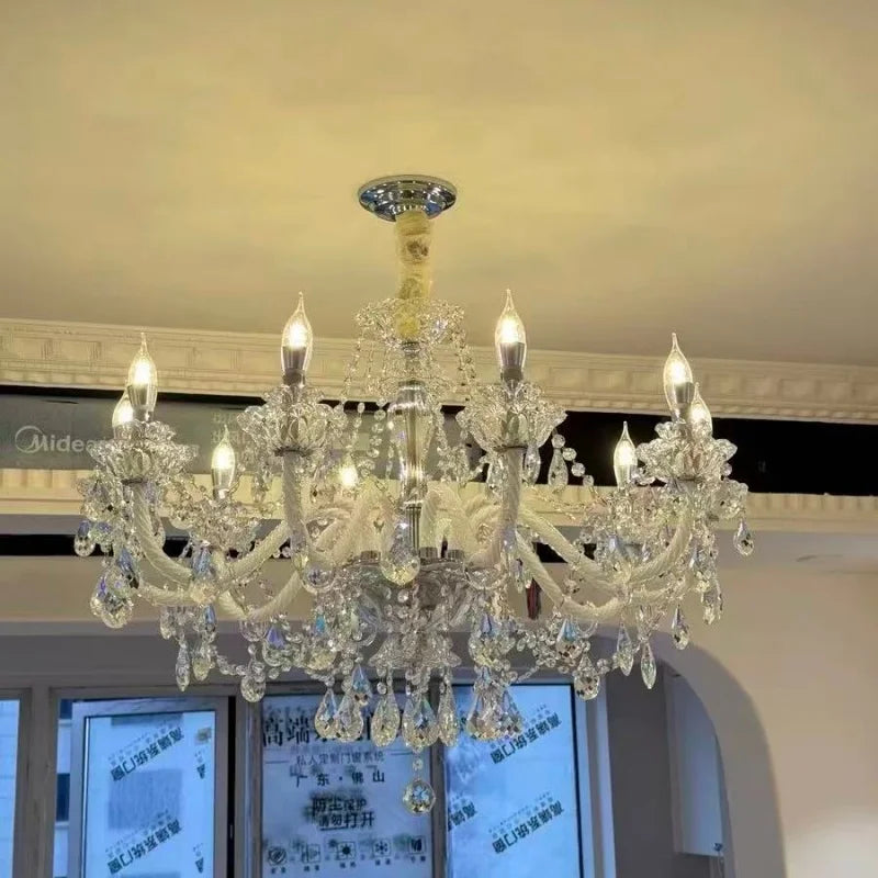 French Crystal E14 Candle Chandelier Living Room Glass