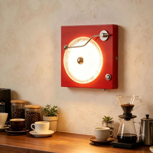 Creative Record Player Design Wall Light 3000K Red Metal