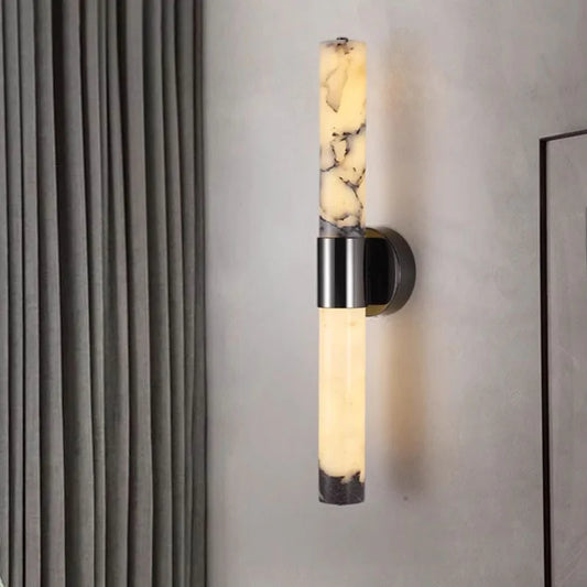 Natural Marble LED Wall Light Dimmable Stone Sconce Black