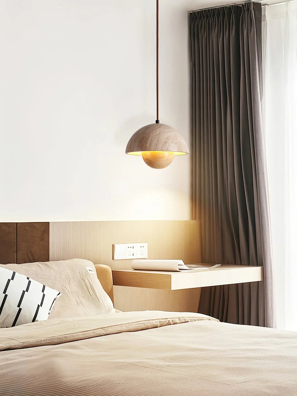 Semicircular Bud Travertine Pendant Lamp – Travertine detail 10