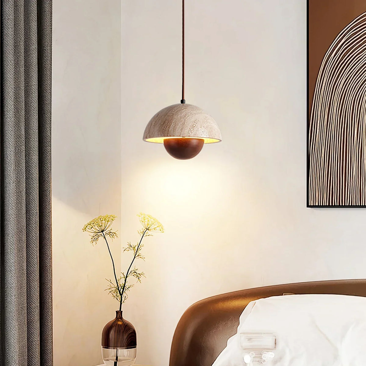 Semicircular Bud Travertine Pendant Lamp – Travertine detail 3