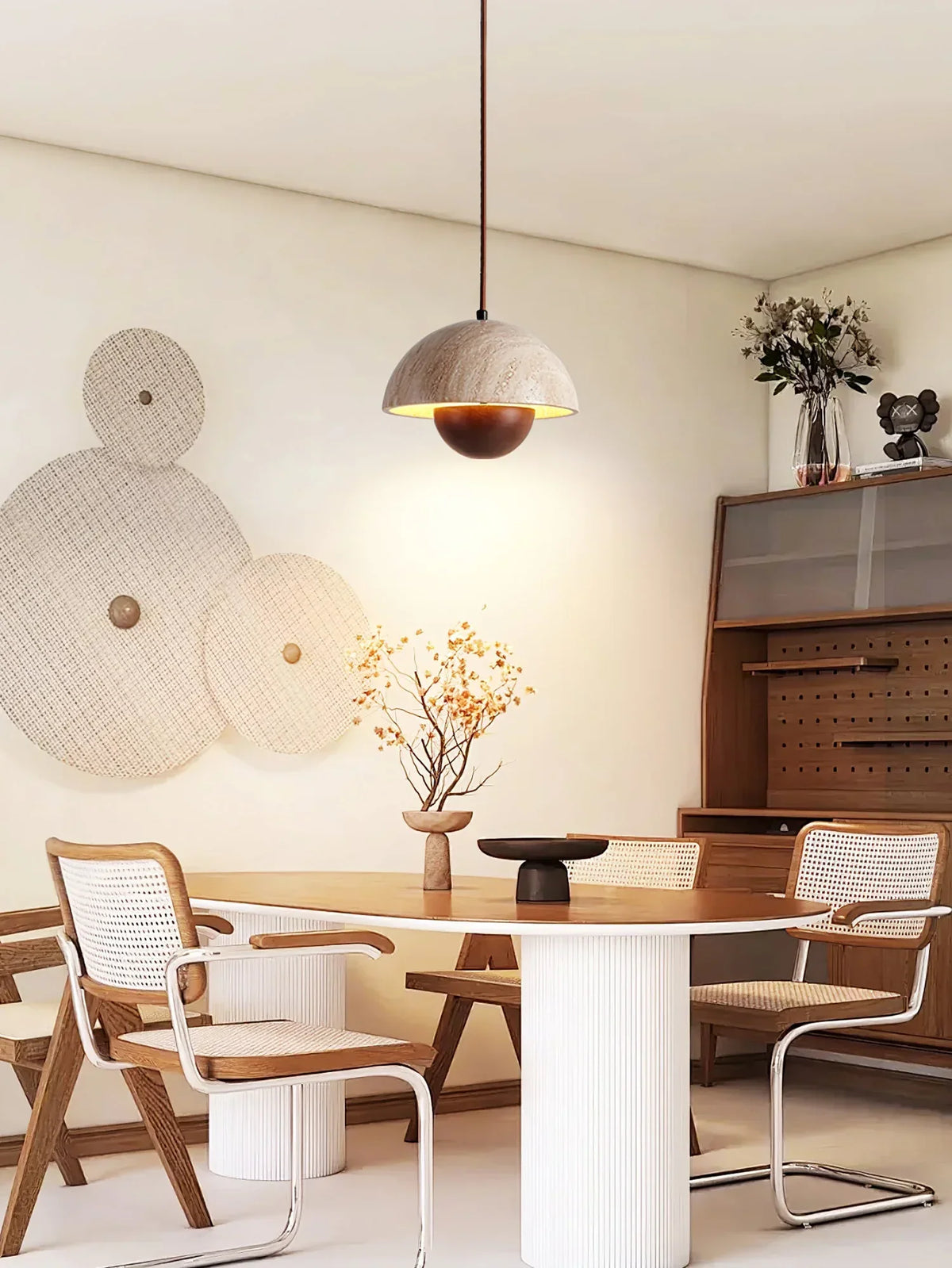 Semicircular Bud Travertine Pendant Lamp – Travertine detail 6