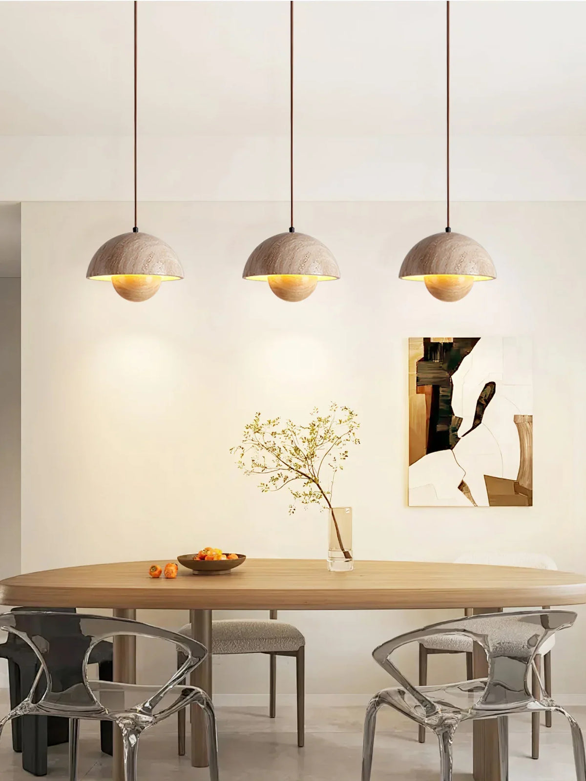 Semicircular Bud Travertine Pendant Lamp – Travertine detail 7