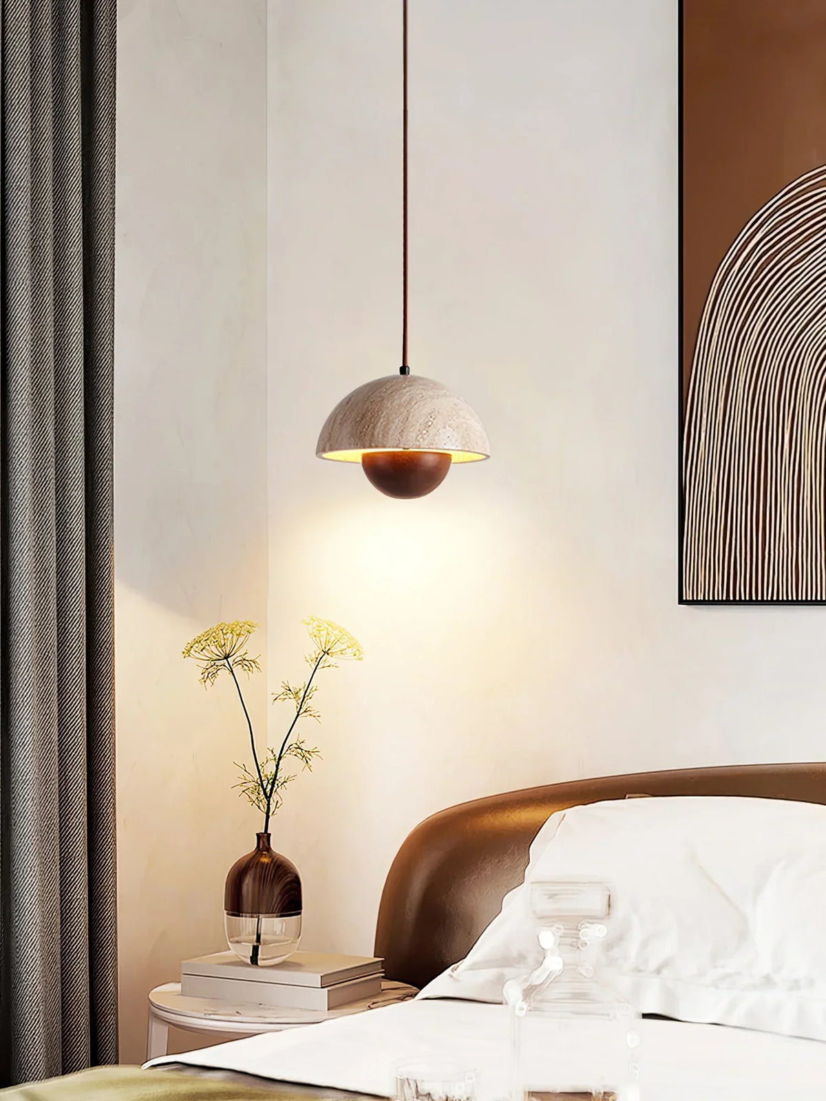 Semicircular Bud Travertine Pendant Lamp – Travertine detail 9