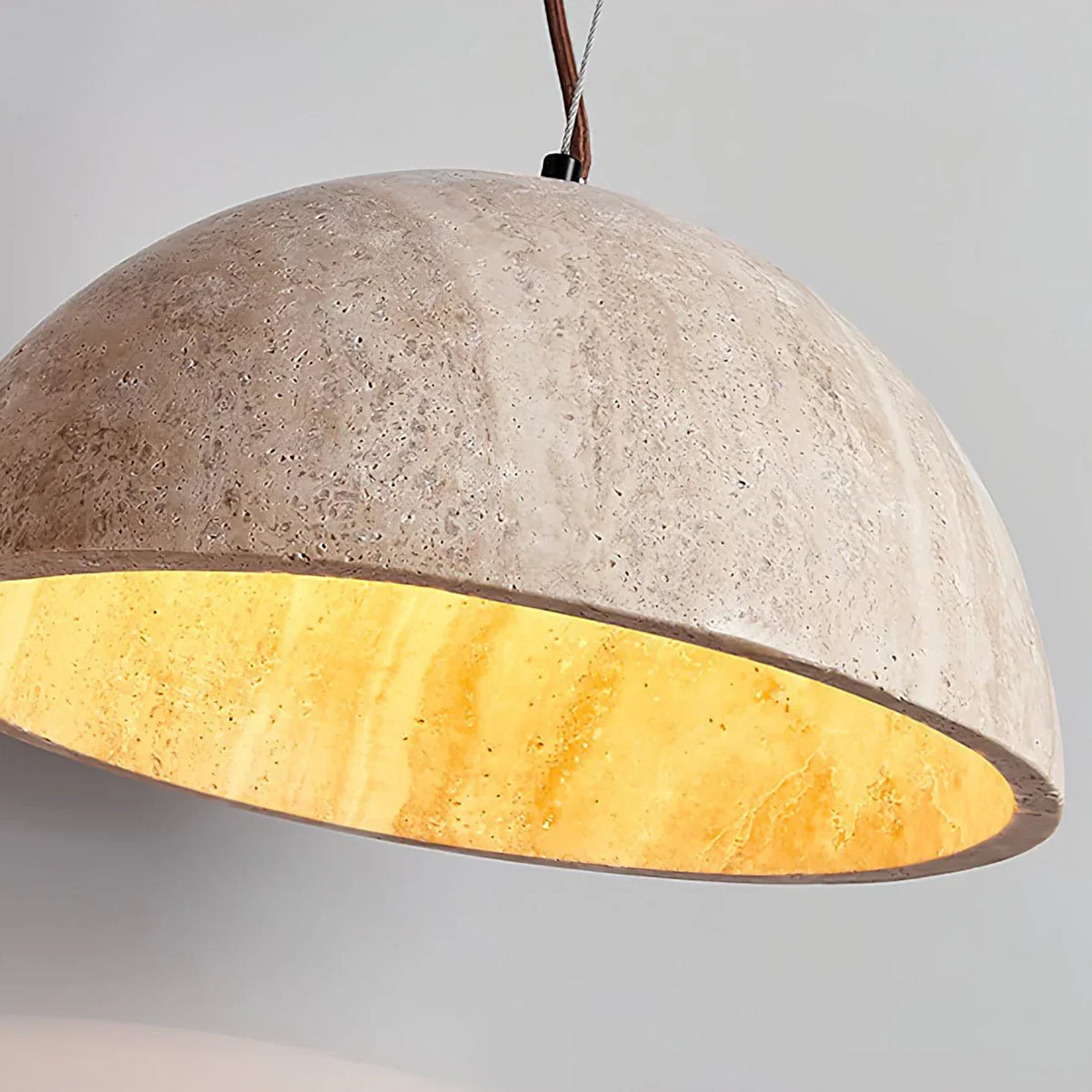 Semicircular Travertine Crescent Glow Pendant Lamp – Travertine detail 8