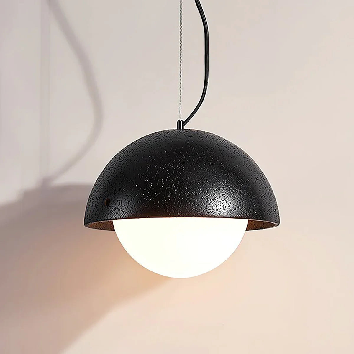 Semicircular Travertine Crescent Glow Pendant Lamp – Travertine detail 11