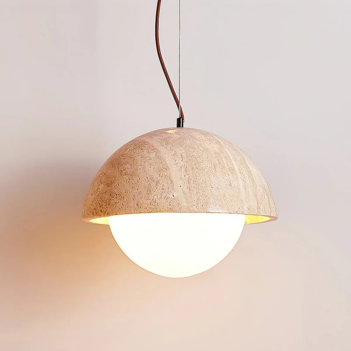 Semicircular Travertine Crescent Glow Pendant Lamp – Travertine detail 12