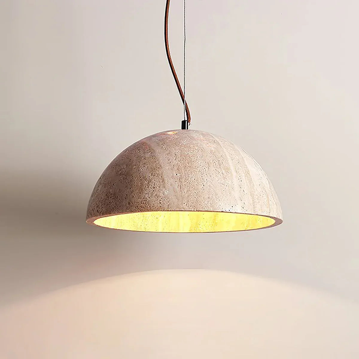 Semicircular Travertine Crescent Glow Pendant Lamp – Travertine detail 9