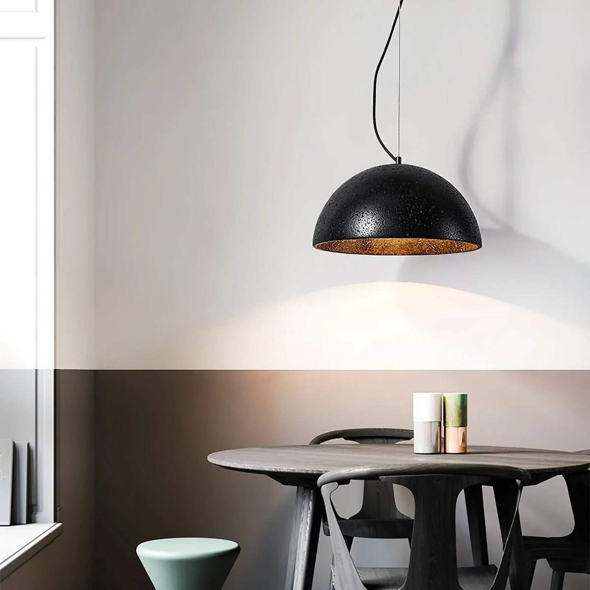 Semicircular Travertine Crescent Glow Pendant Lamp – Travertine detail 7