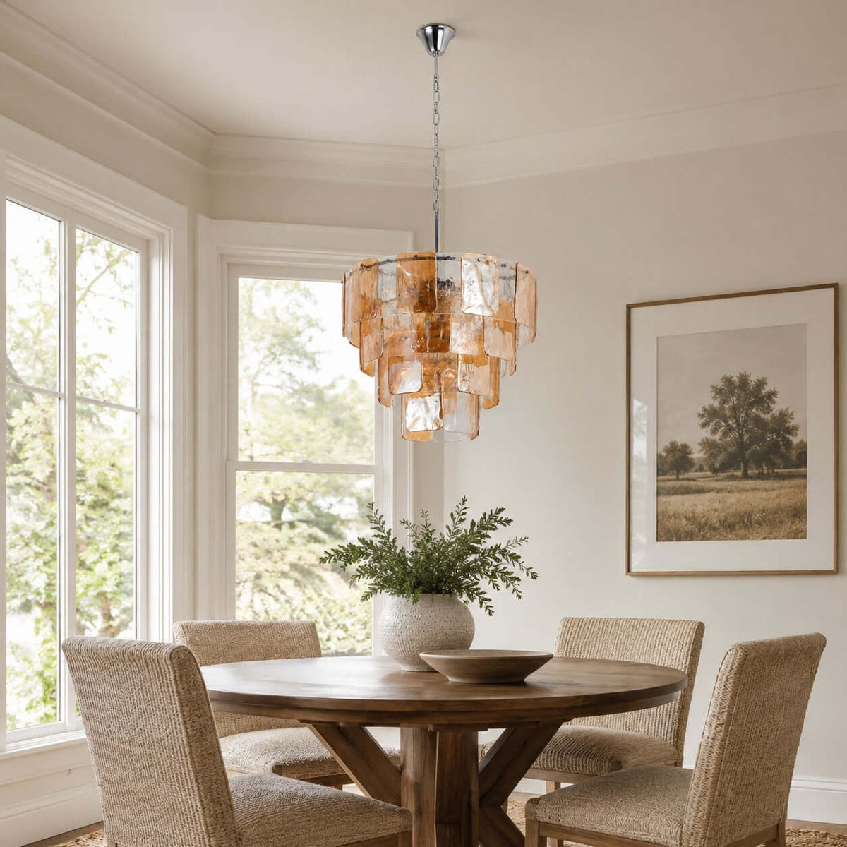 Layered Amber Glass Sculptural Chandelier – Glass detail 17