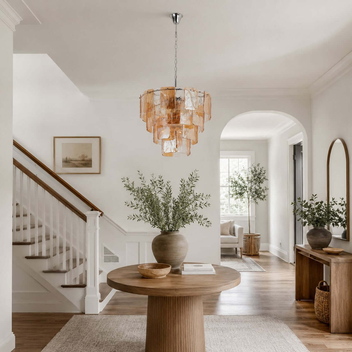 Layered Amber Glass Sculptural Chandelier – Glass detail 14