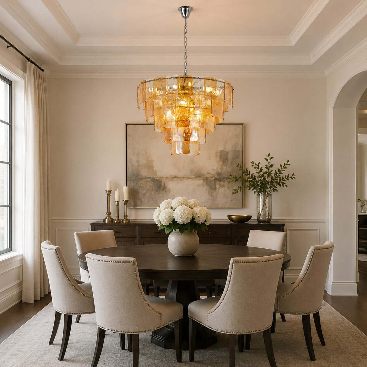 Layered Amber Glass Sculptural Chandelier – Glass detail 5