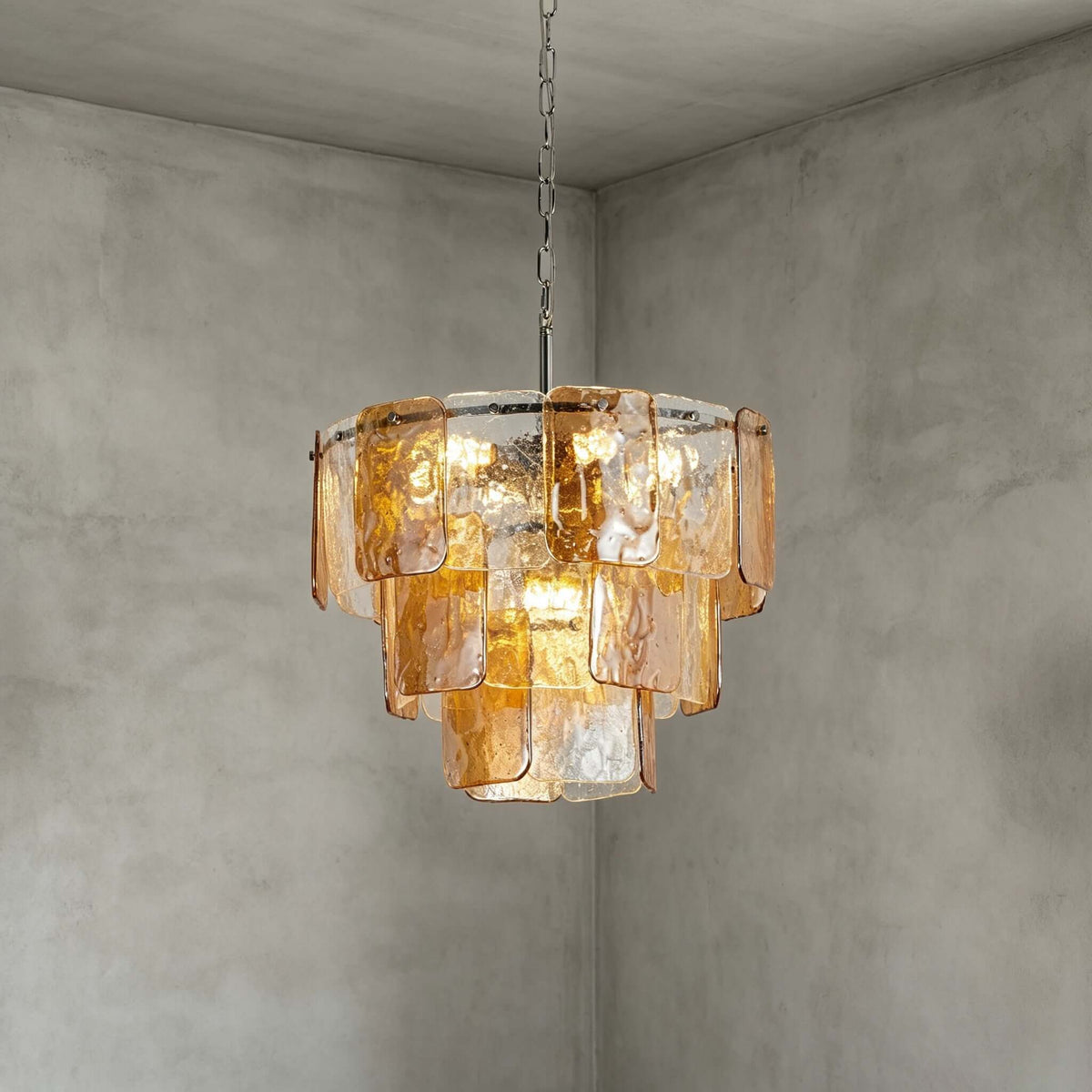 Layered Amber Glass Sculptural Chandelier – Glass detail 18