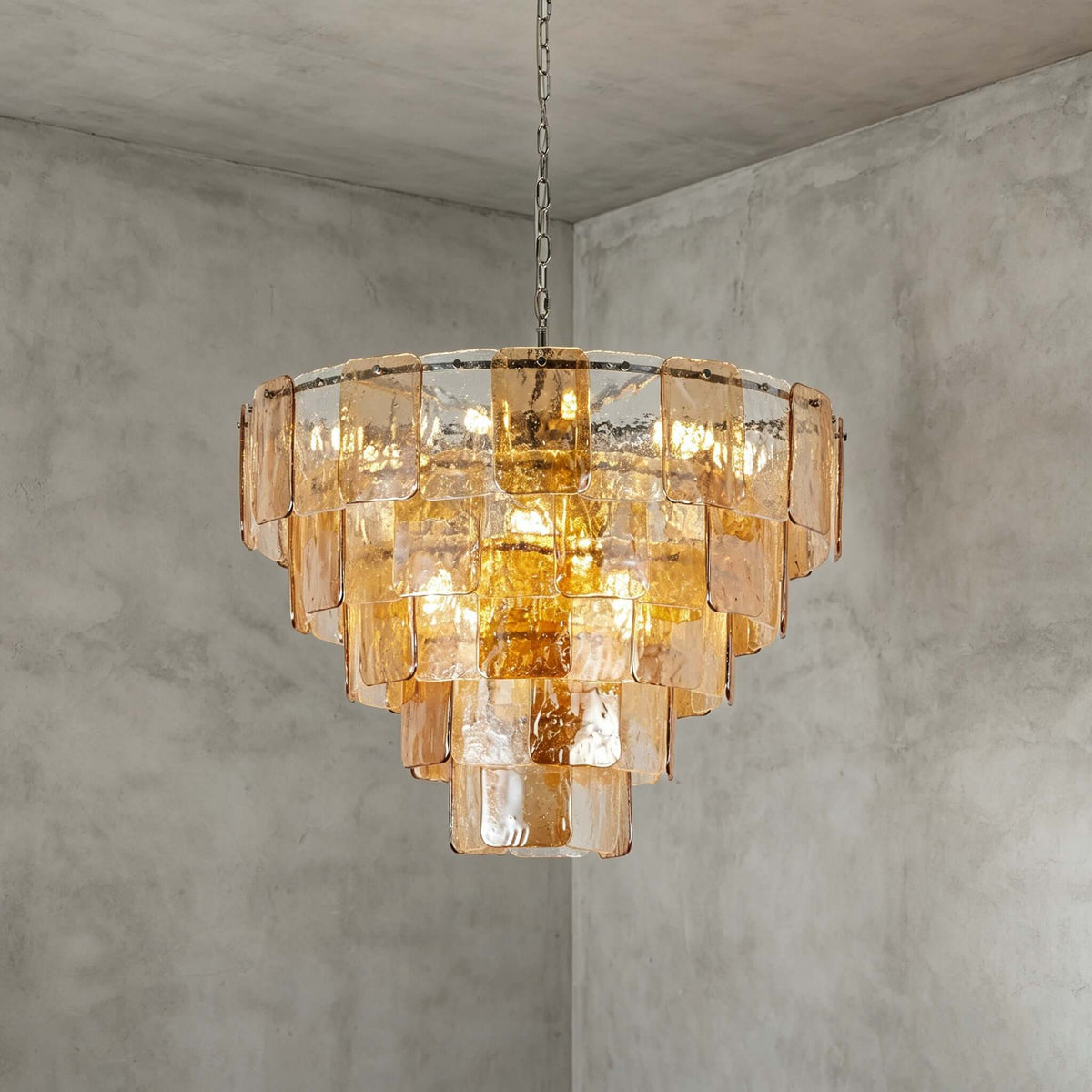 Layered Amber Glass Sculptural Chandelier – Glass detail 19