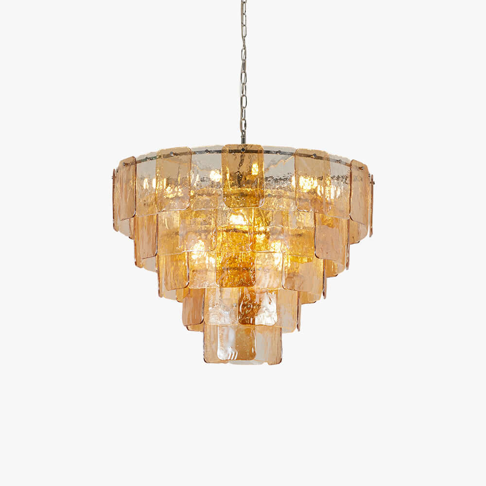 Layered Amber Glass Sculptural Chandelier – Glass detail 2