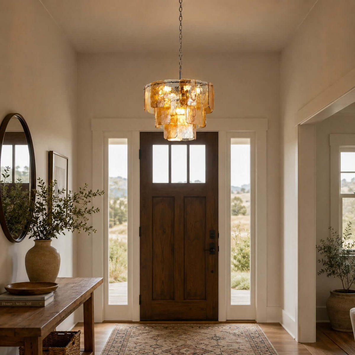 Layered Amber Glass Sculptural Chandelier – Glass detail 15