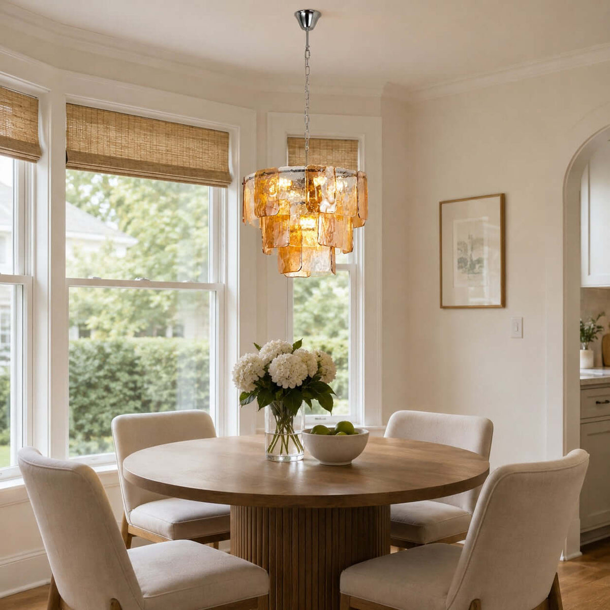 Layered Amber Glass Sculptural Chandelier – Glass detail 9