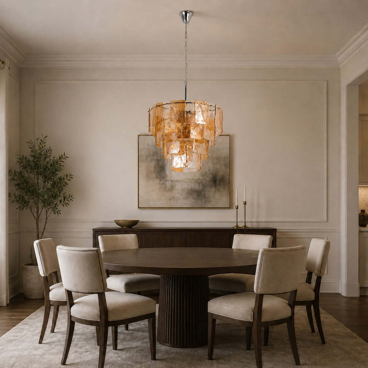 Layered Amber Glass Sculptural Chandelier – Glass detail 13