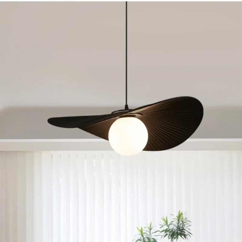 Nordic Home Deocr Hat Pendant Lights White Black Pleated