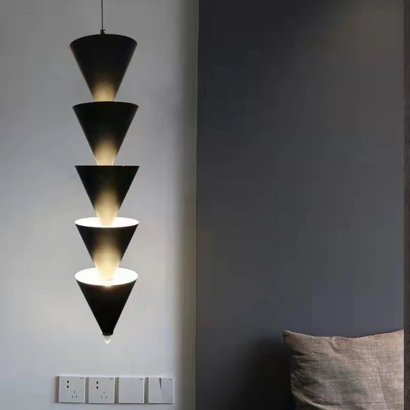 Gold Black Cone LED Pendant Lamp