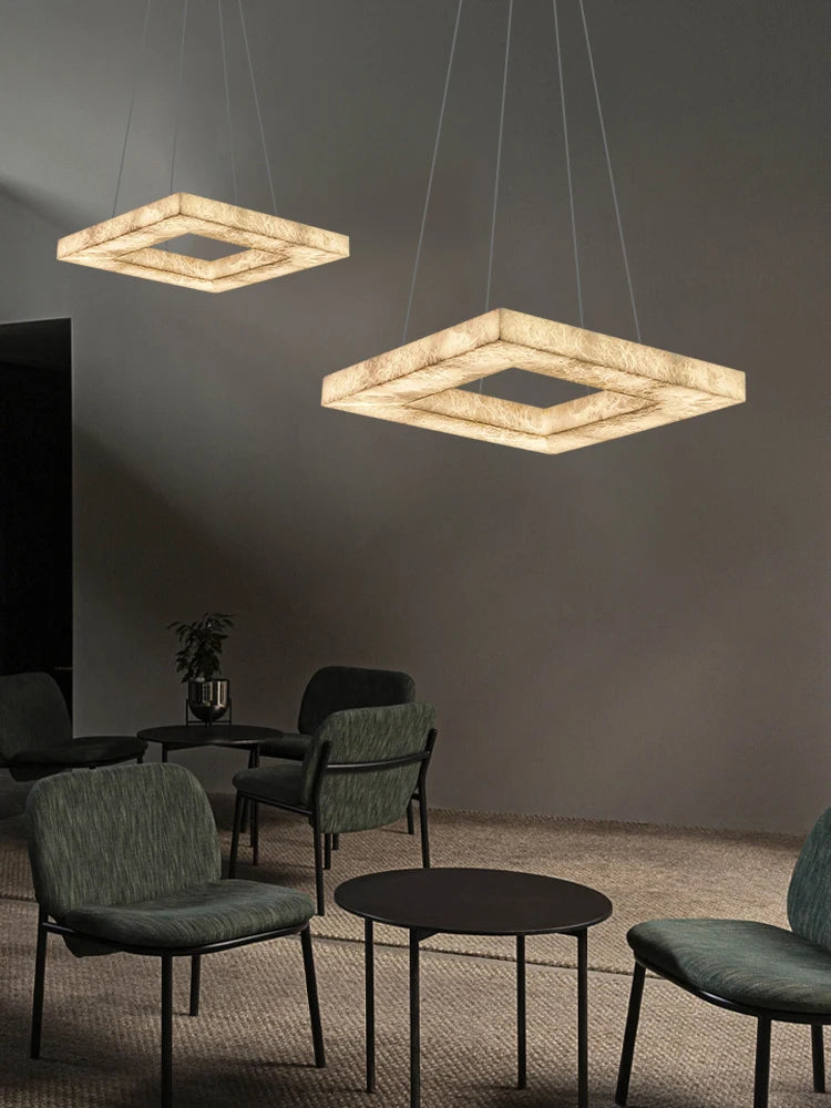 Dimmable LED Square Gold Chrome Black Pendant Light