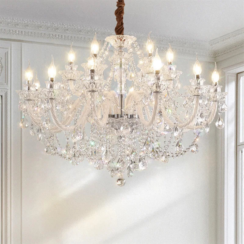 French Crystal E14 Candle Chandelier Living Room Glass
