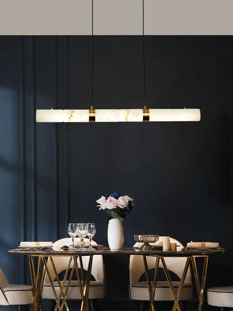 Dimmable LED Marble Linear Hanging Lamps Chandelier