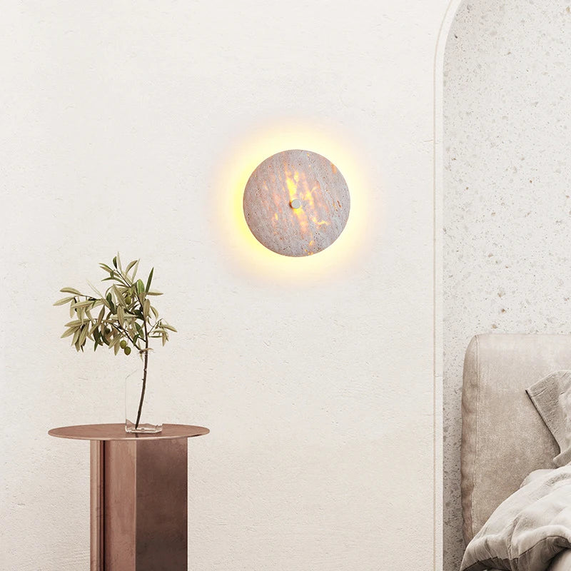 Art Round Natural Stone LED Wall Lamp