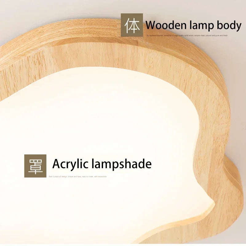 LED Ceiling Light Wood Grain Golden Pendant Lamp Nordic