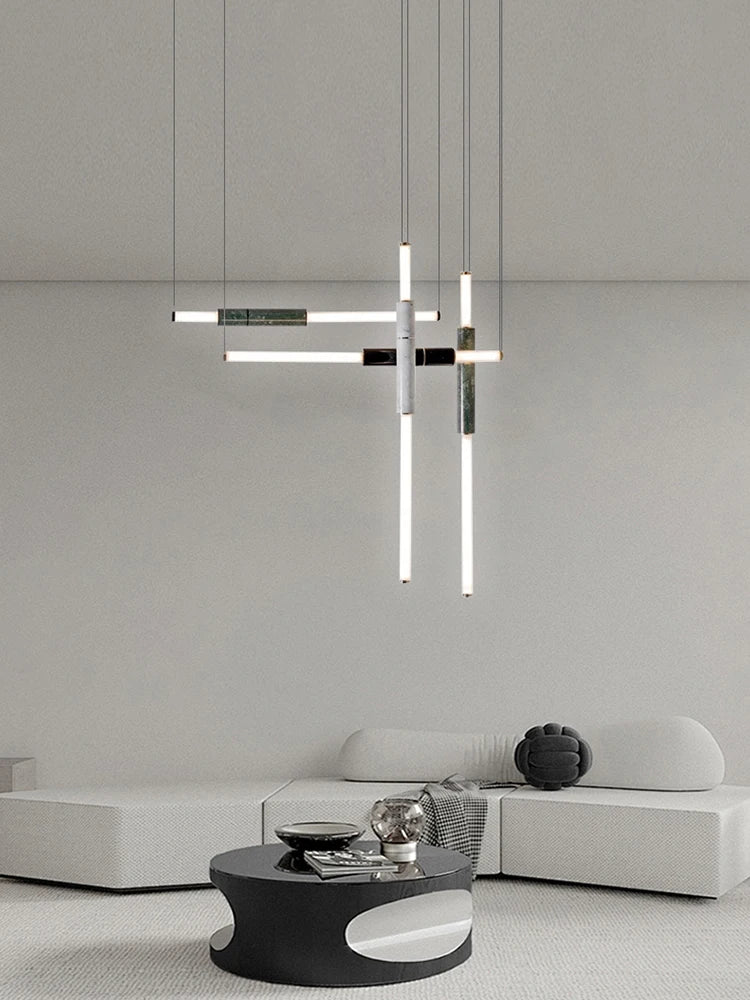 Dimmable LED Marble Linear Chandelier Alabaster
