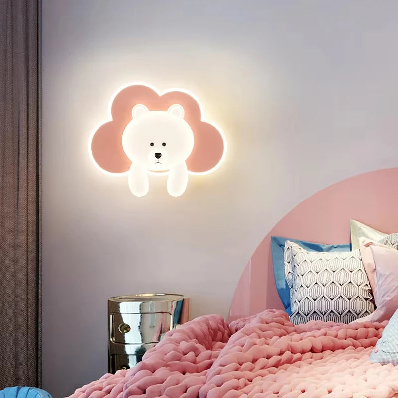 Bear Ceiling Light Cream Lamp Cute LED Clouds Round