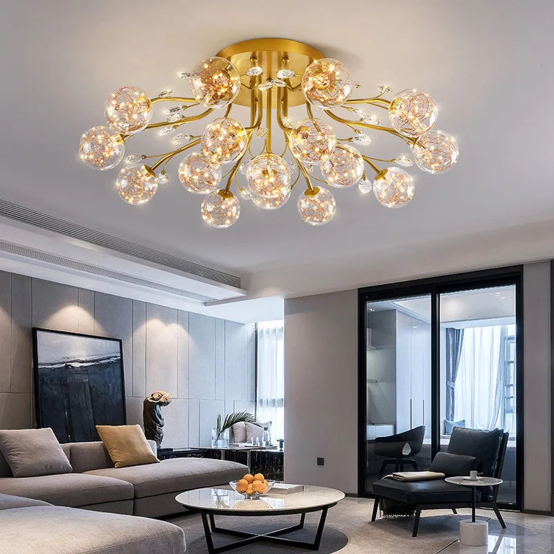 Nordic Dendritic Crystal Ceiling Lamp Glass Flower