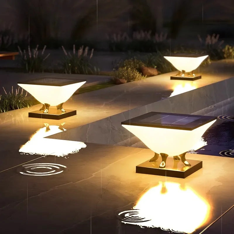 Outdoor Waterproof Solar Pillar Lights Home Villa LED Wall