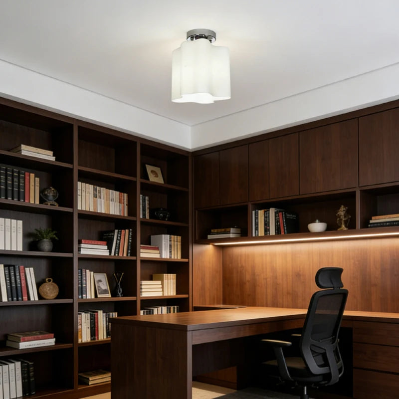 White Glass Ceiling Light E27 Bulb