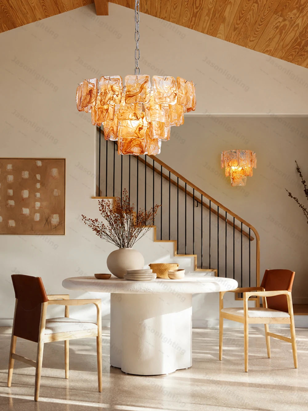Blue Eyes Glass Collection Dimmable LED Chandelier