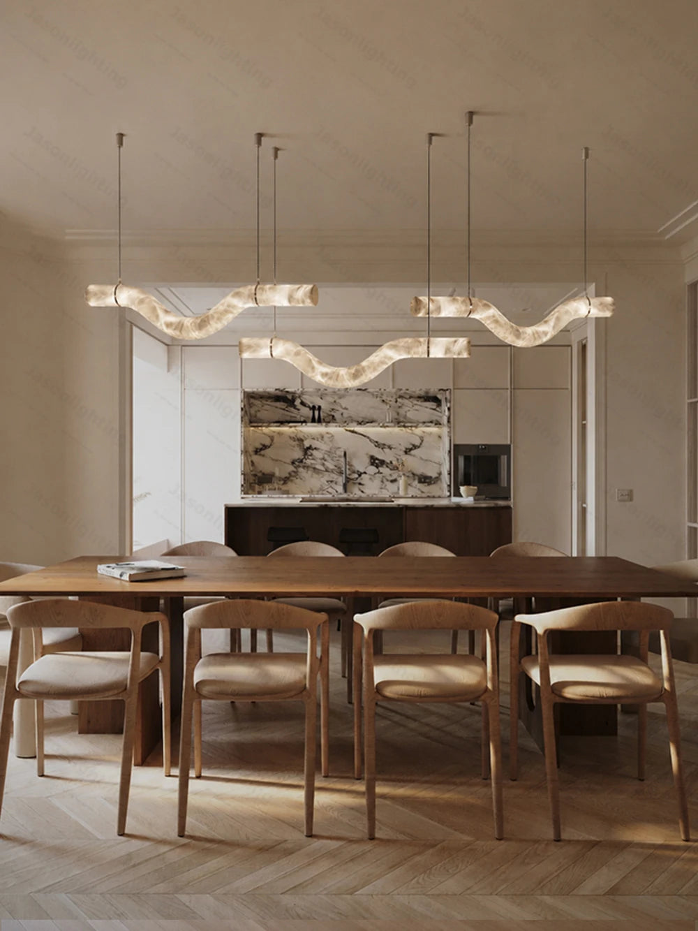 Marble Art Gold Chrome Dimmable LED Hight Ceiling Chandelier