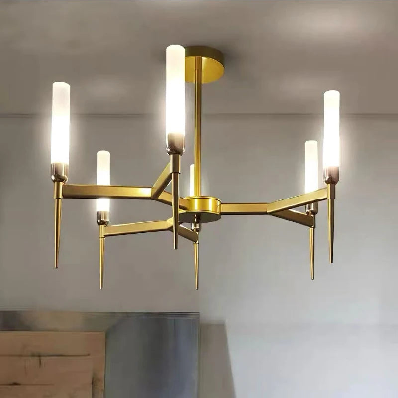 American Retro E14 Chandelier Glass Shades Iron Pendant