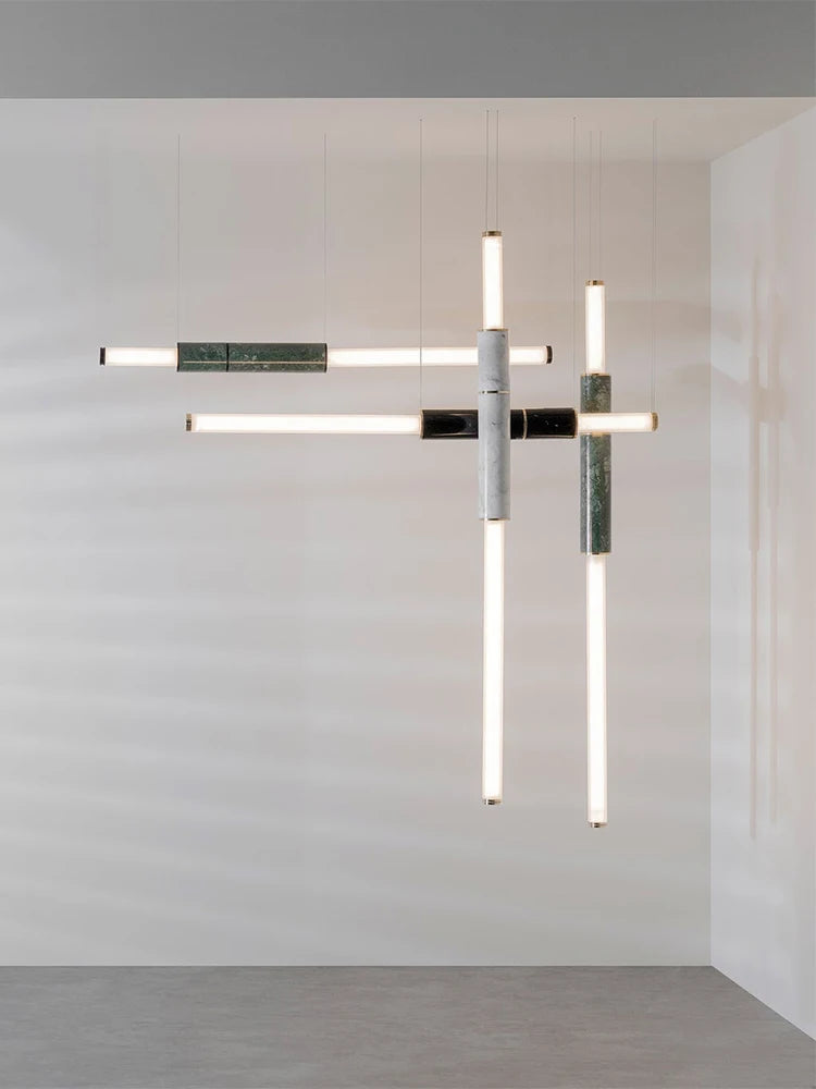 Dimmable LED Marble Linear Chandelier Alabaster
