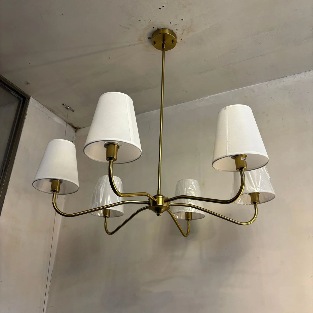 American Fabric E14 Candle Chandelier Retro Gold 6 Head