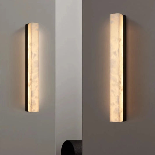 Rectangular Marble Wall Lamp Gold Black Metal Base 40 60